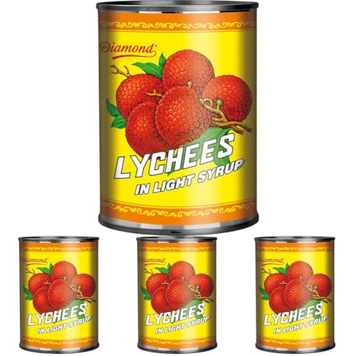 Diamond Lychee in leichtem Sirup, 1 Stück, 540 g (Packung mit 4) von Diamond