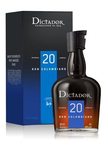 DICTADOR D20 700 ml Spirituosen aus Kolumbien 40% Vol Geschenkidee Aromatischer Carribean Rum 7-20 Jahre | 1er Pack + Gift Box von Dictador