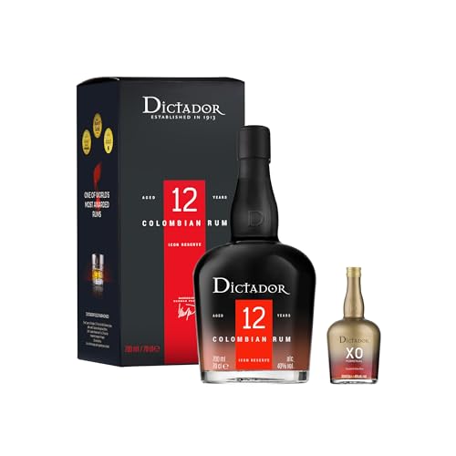 DICTADOR D12YO 700 ml Spirituosen aus Kolumbien 40% Vol + Mini Aurum 50 ml Geschenkidee Aromatischer Carribean Rum | 2 in 1 Pack von Dictador