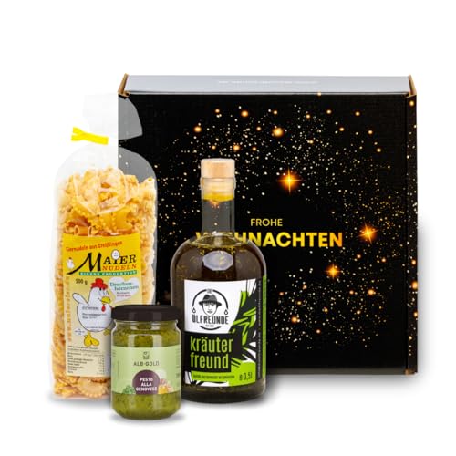 DIE ÖLFREUNDE Weihnachtsbox „Navidad“ 1 x Gewürzöl| erlesenes Speiseöl Pasta Pesto Genovese |hochwertige kaltgepresste Öle|nachhaltige Öle|Geschenkidee für Weihnachten von Die Ölfreunde