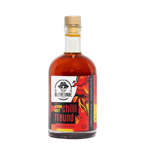 DIE ÖLFREUNDE ''X-Dream Chillifreund'' | kaltgepresstes Chilliöl 0,5l | hochwertiges Rapsöl mit Chilli | extra feurig scharf von Die Ölfreunde