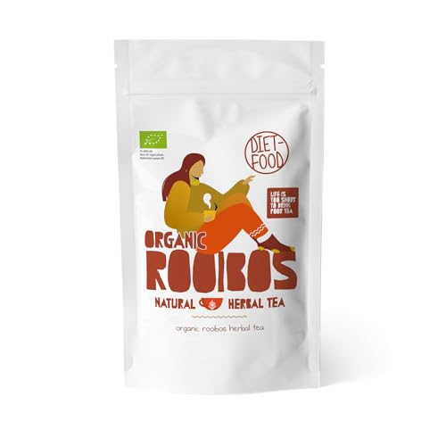 DIET-FOOD - Rooibos Teeblätter - Bio Kräutertee - Alternative zu traditionellem Tee - 100% natürlich, ohne Zusätze - Angenehmer, Erfrischender Geschmack - 100 g - Blätter von Diet-Food