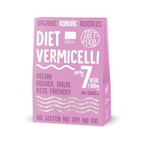 DIET-FOOD Vermicelli Konjak Nudeln - Bio Suppennudel - Glutenfreie Dünne Asia Nudeln - Rice Noodles - Low Carb Keto Vegan - Zukerfrei Aus Konjakmehl - Shirataki von Diet-Food