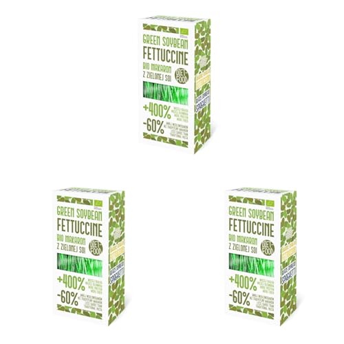 Diet-food - Bio Grüne Soja Nudeln Low Carb Nudeln Soja Bohnen Protein Nudeln Green Soybean Fettuccine mit Vitamin B Folsäure Vitamin E Glutenfrei und Proteinreich 200 g (Packung mit 3) von Diet-Food