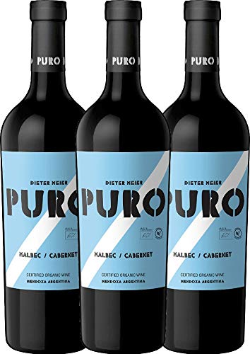 VINELLO 3er Weinpaket Rotwein - Puro Malbec Cabernet 2020 - Dieter Meier mit Weinausgießer | 3 x 0,75 Liter von Dieter Meier