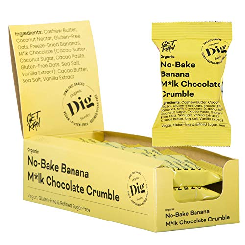 Dig/Get Raw - Bio-Streuselkuchen Banana M*lchschokolade - Snacks aus natürlichen Bio-Zutaten - Vegan, glutenfrei und frei von Raffinadezucker (12x35g) von Dig