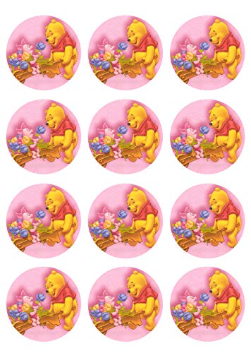 12 Muffinaufleger ca. 6 cm zum selbst ausscheiden, Cupcakes Muffinsbild Geburtstag Motiv: Winnie Pooh, Fondant 0566x von Digital-on