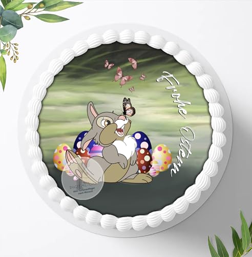 Für den Geburtstag ein Tortenbild, Zuckerbild mit dem Motiv: Frohe Ostern, Essbares Foto für Torten, Fondant, Tortenaufleger Ø 20cm, 0058c von Digital-on