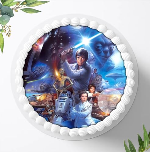 Für den Geburtstag ein Tortenbild, Zuckerbild mit dem Motiv: Star Wars, Essbares Foto für Torten, Fondant, Tortenaufleger Ø 20cm, 0721w von Digital-on