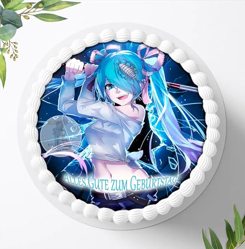 Für die Geburtstags Torte, Zuckerbild kompatibel mit: Manga Anime, Essbares Foto für Torten, Fondant, Tortenaufleger Ø 20cm, 0308c von Digital-on