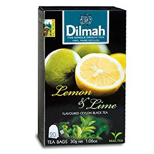 Ceylon Schwarztee mit Dilmah Zitrone und Limette Geschmack - 20 Teebeutel - Sri Lanka Tee Ceylon Dilmah Zitrone Limette Echter Tee von Dilmah