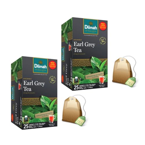 Dilmah® | Earl Grey Schwarztee | Starker und duftender Bergamotte-Schwarztee – 2 x 25 Teefilter (100 g) von Dilmah