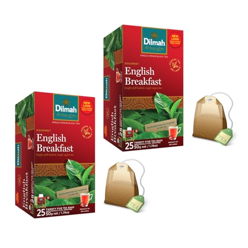 Dilmah® | Gourmet-Schwarztee-Englisches Frühstück | Heller und vollmundiger Single-Origin-Ceylon-Tee – 2 x 25 Teebeutel (2 x 50 g) von Dilmah