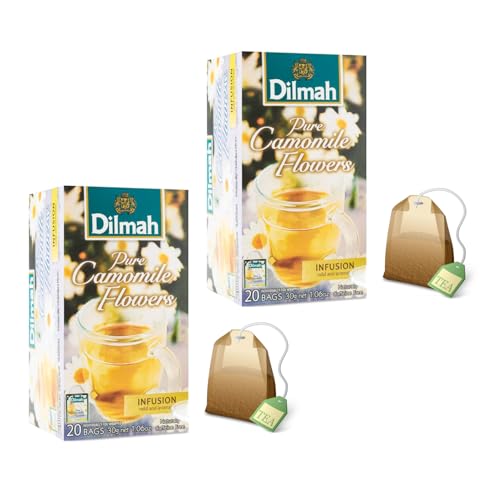 Dilmah® | Reine Kamillenblüten | Kamillenblütenaufguss ohne Koffein | Aromatischer Kamillen-Kräutertee – 2 x 20 Beutel (2 x 30 g) von Dilmah