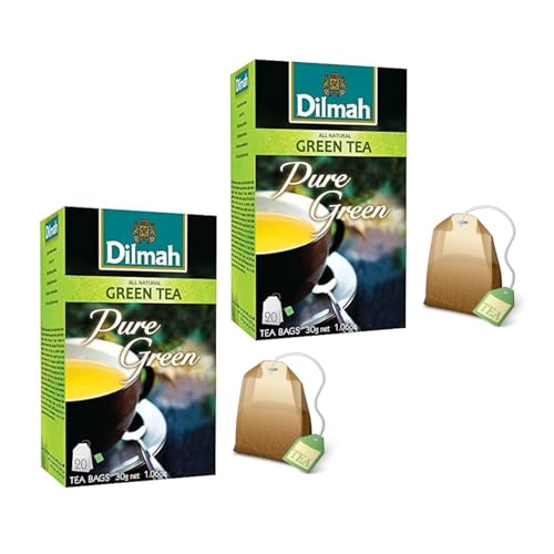 Dilmah® | Reiner grüner Tee 100% natürlich | Grüner Tee Ceylon Filter einzeln verpackt - 2 x 20 Teebeutel (2 x 30 g) von Dilmah