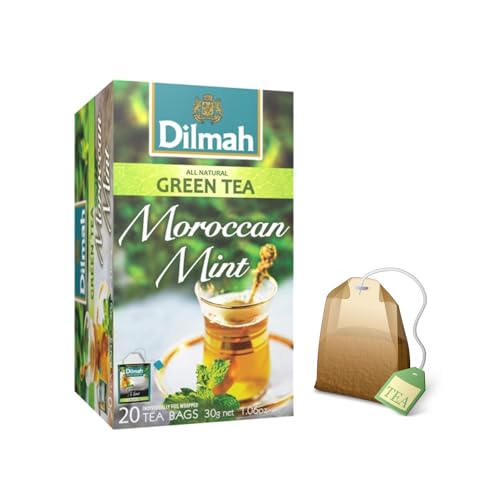 Dilmah® | Reiner grüner Tee und marokkanische Minze | Ceylon-Grüntee und Pfefferminzblätter – 20 Teebeutel (30 g) von Dilmah