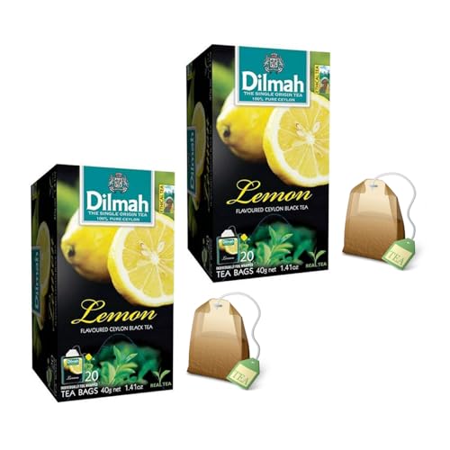 Dilmah® | Zitronen-Schwarztee | Ceylon-Schwarztee & Zitrone Single Origin – 2 x 20 Teebeutel (2 x 40 g) von Dilmah