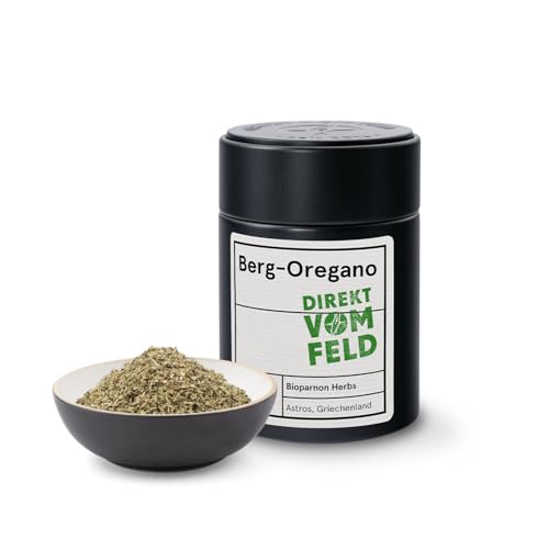 Direkt vom Feld® Berg Oregano | Aroma-Wunder aus den Bergen Griechenlands | BIO, gerebelt | 25g inkl. Gewürzdose von Direkt vom Feld