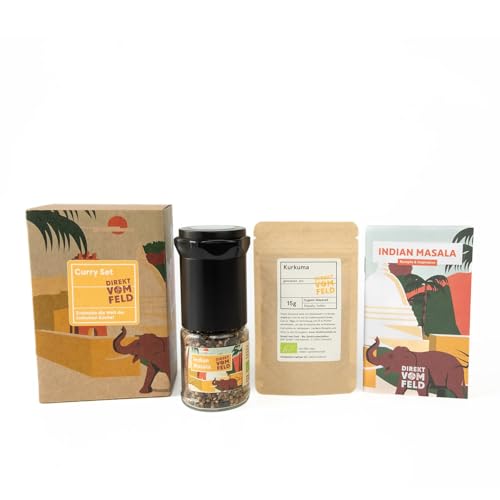 Direkt vom Feld® Curry-Set | Der Geschmack Indiens | BIO | Gewürz Set Küche | Geschenk Geschenkidee Kochen von Direkt vom Feld