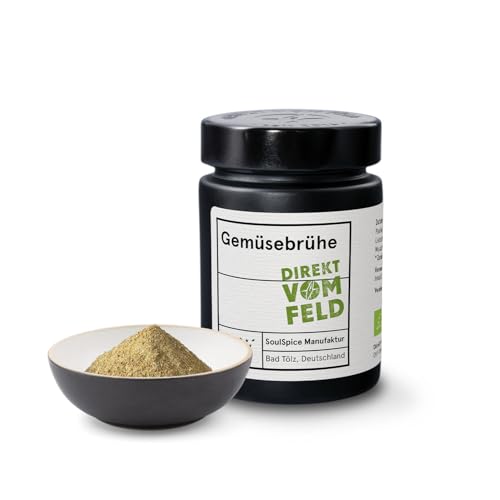 Direkt vom Feld® Gemüsebrühe | Dein natürlicher Geschmacksverstärker | BIO, gemahlen | 100g inkl. Aromaglas von Direkt vom Feld