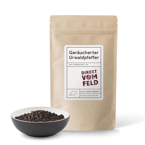 Direkt vom Feld® Geräucherter Urwaldpfeffer | Die geräucherte Spezialität| Gewürze und Kräuter | nachhaltiger Anbau | BIO, ganz | 100g Nachfüllpack von Direkt vom Feld