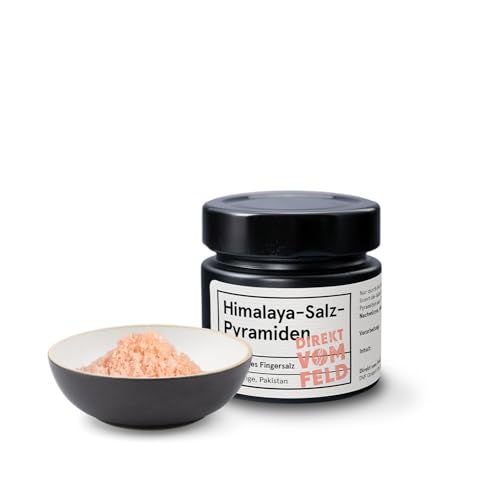 Direkt vom Feld® Himalaya-Salz-Pyramiden | ein Wunder der Natur | aus der Salt Range in Pakistan | 50g inkl. Aromaglas von Direkt vom Feld