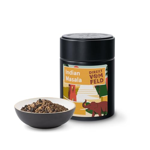 Direkt vom Feld® Indian Masala | Authentischer Geschmack Indiens | BIO, ganze Gewürze | 100g inkl. Gewürzdose von Direkt vom Feld