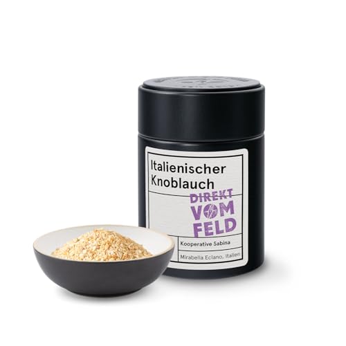 Direkt vom Feld® Italienischer Knoblauch| Der Beste aus Bella Italia| BIO, Granulat | 100g inkl. Gewürzdose von Direkt vom Feld