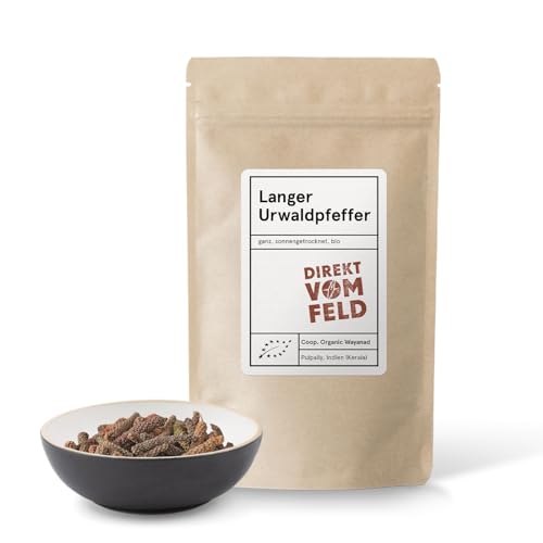 Direkt vom Feld® Langer Urwaldpfeffer| Gewürze und Kräuter | nachhaltiger Anbau | BIO, ganz | 75g Nachfüllpackung von Direkt vom Feld