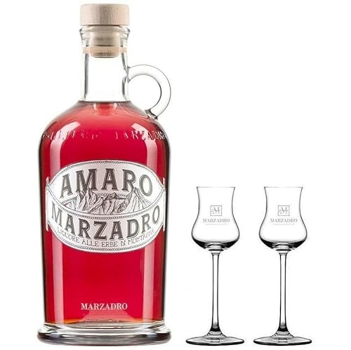 DISTILLERIA MARZADRO AMARO LIQUORE ALLE ERBE DI MONTAGNA 70 CL CON 2 BICCHIERI von Distilleria Marzadro