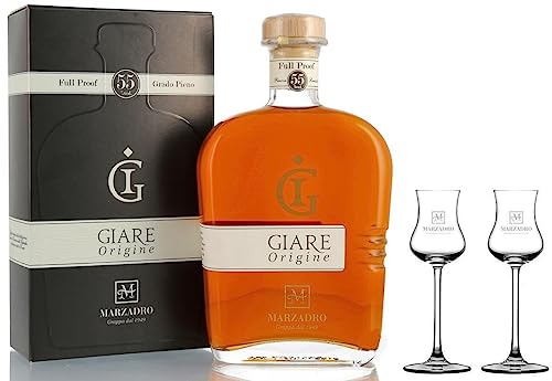 DISTILLERIA MARZADRO GRAPPA GIARE ORIGINE 70 CL IN EINEM ETUI MIT ZWEI GLÄSERN von Distilleria Marzadro