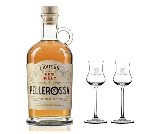 DISTILLERIA MARZADRO PELLEROSSA HONEY RUM 70 CL MIT 2 TULPENGLÄSERN von Distilleria Marzadro