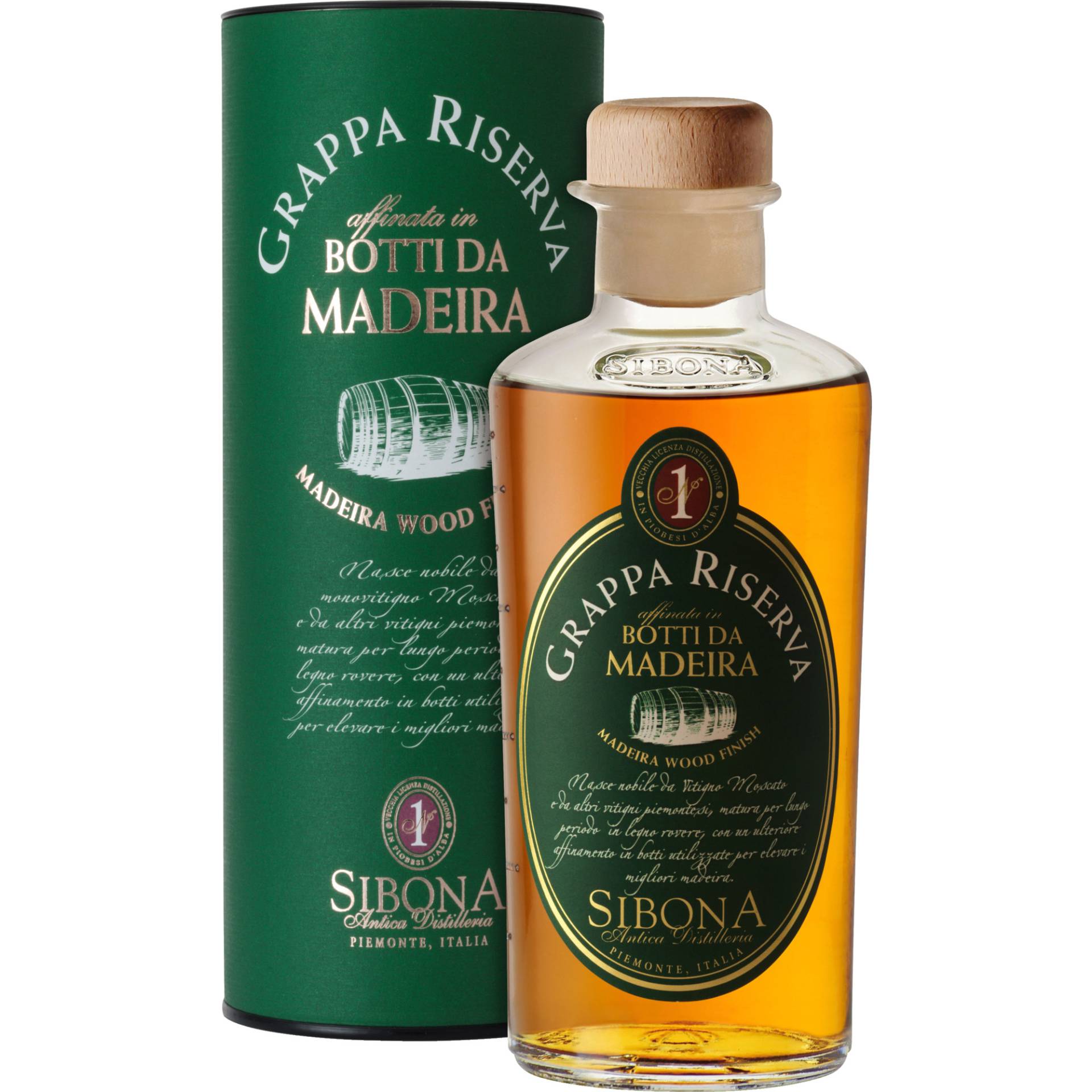 Sibona Grappa Riserva Botti da Madeira, Italien, 0,5 L, 40% Vol., in Geschenketui, Piemont, Spirituosen von Distilleria Sibona SPA, Via Castellero 5 I-12040 Piobesi d'Alba (CN)