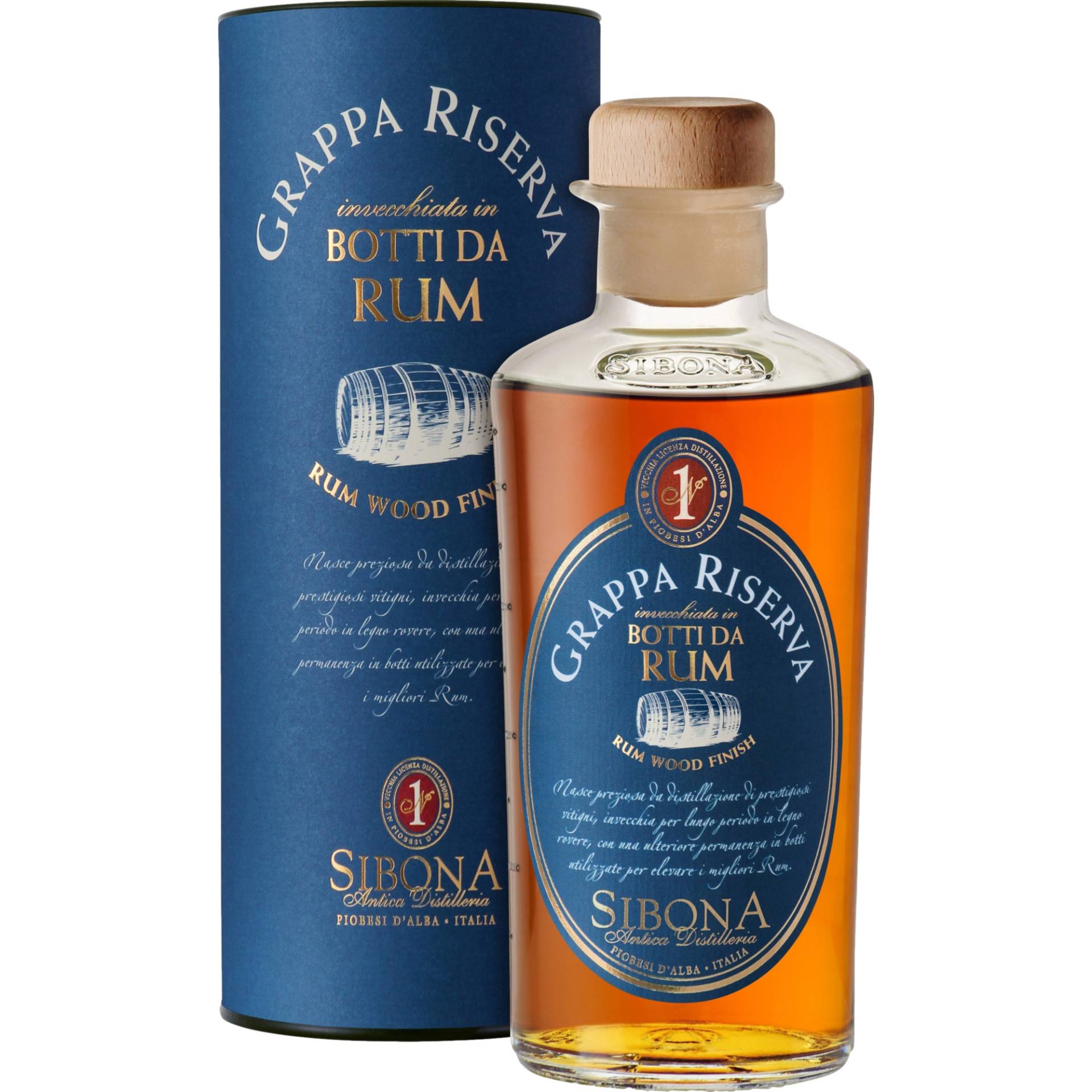 Sibona Grappa Riserva Botti da Rum, Italien, 0,5 L, 40% Vol., in Geschenketui, Piemont, Spirituosen von Distilleria Sibona SPA, Via Castellero 5 I-12040 Piobesi d'Alba (CN)