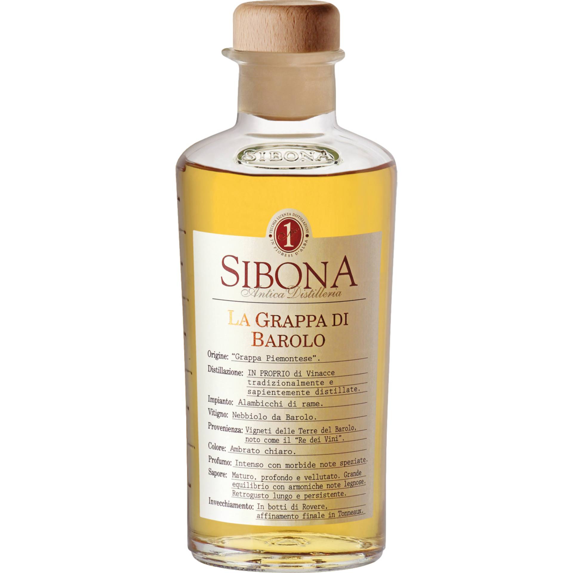 Sibona Grappa di Barolo, Italien, 0,5 L, 40% Vol., Piemont, Spirituosen von Distilleria Sibona SPA, Via Castellero 5 I-12040 Piobesi d'Alba (CN)