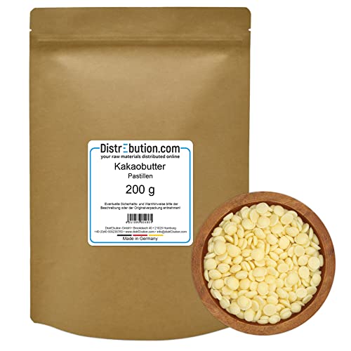 Kakaobutter 200 g Lebensmittelqualität Pastillen Cacao Butter von DistrEbution