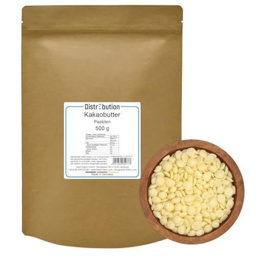 Kakaobutter 500 g Lebensmittelqualität Pastillen Cacao Butter von DistrEbution