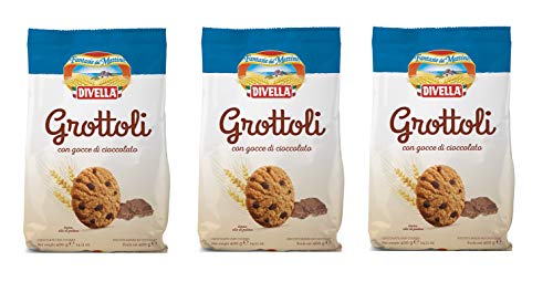 3x Divella Grottoli con gocce di cioccolato Italienische Shortbread Kekse Mit Schokoladenstückchen 400g biscuits cookies von Divella