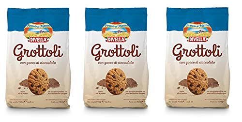 3x Divella Grottoli con gocce di cioccolato Italienische Shortbread Kekse mit Schokoladentropfen 700g biscuits cookies von Divella