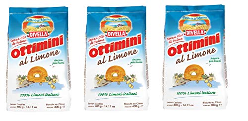 3x Divella Ottimini al Limone Italienische Shortbread Kekse mit Zitrone 400g biscuits cookies 100% italienische Zitronen von Divella