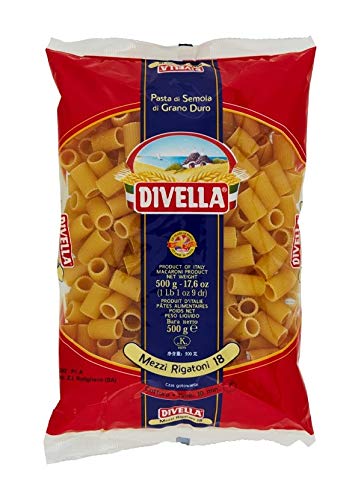 DIVELLA HARTWEIZENGRIESS NUDELN HALBE RIGATONI 18 GR 500 X 24 von Divella