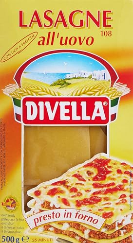 Divella Eier Lasagnen, mit frischen Eier, Presto im Ofen, 12 Stück à 500 g [6 kg] von Divella