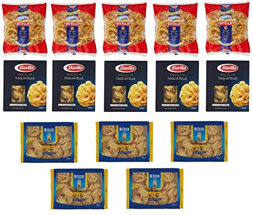 Testpaket Tagliatelle Barilla Divella De Cecco Italienische lange Pasta ( 15 x 500g ) Nudeln von Divella