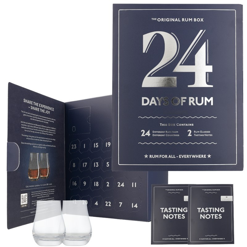 24 Days of Rum Adventskalender Blue Edition 24 x 0,02 L inkl. 2 Gläser von Diverse