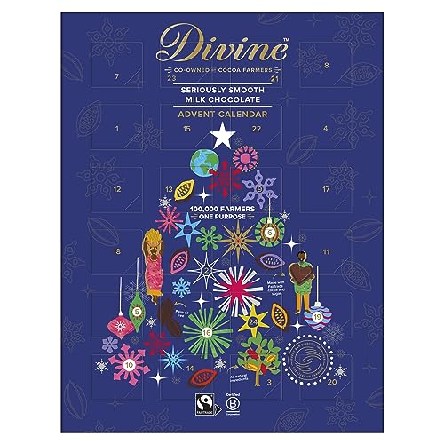 DIVINE CHOCOLATE FAIR TRADE Milk Chocolate Advent Calendar - 85g (Pack of 3) von Divine