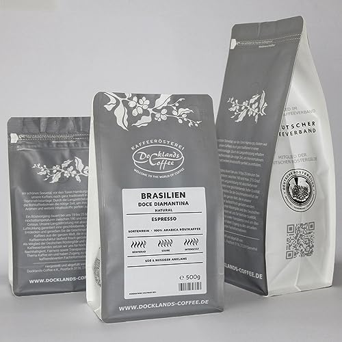 Espresso Doce Diamantina | Cerrado Minas Gerais | Brasilien Farbe fein gemahlen, Größe 500g von Docklands-Coffee