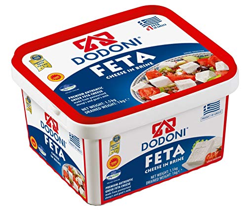 Dodoni Feta Schafkäse - 4x 1kg - Fetakäse griechischer Feta Schafskäse in Salzlake Premium Qualität Superior Award 2018 43% Fett i.Tr. aus Griechenland 70% Schaf 30% Ziege Plastikbehälter von Dodoni
