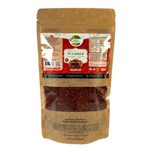 DOĞALTAKIL Pul Biber, Chili-Pfeffer, Scharfes Pfefferflockengewürz, Chiliflocken, Gewürzmischung 100% natürlicher, authentischer Geschmack für würzige Gerichte (200 g) von Doğaltakıl