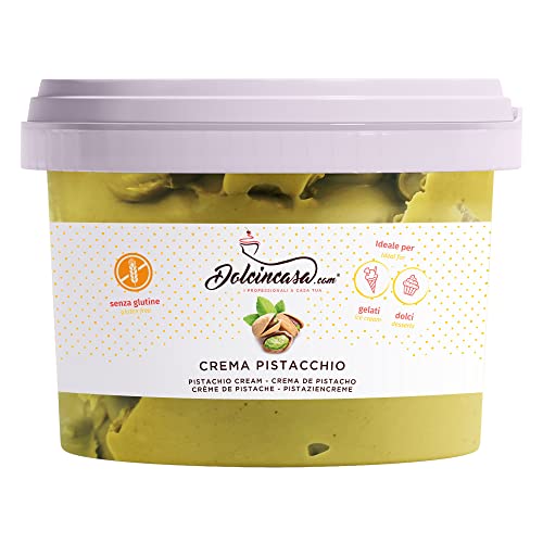 Pistaziencreme 15% Geschmack raffinierte süße schmilzt streichfähig auf Eis-Desserts Brot Kekse zum Füllen von Kuchen Crepes Gluten-Free Home oder Professional Use 500gr Packung von Dolcincasa.com