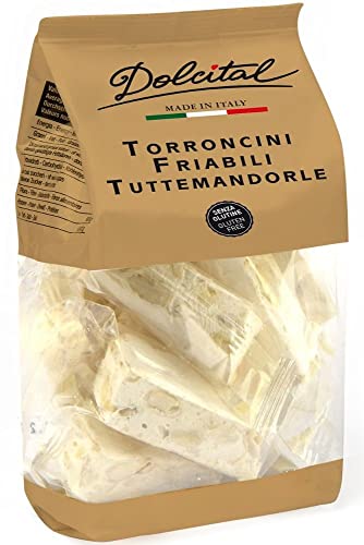 Torroncini mit 50% Mandeln, hart, Torroncini Friabili Tuttemandorle, 130g, brüchiger weißer Nougat, Dolcital von Dolcital